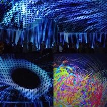 HPKY:n opastetulla kierroksella Amos Rexin avajaisnäyttelyyn pääsimme tutustumaan teamLabin lumoaviin teoksiin.